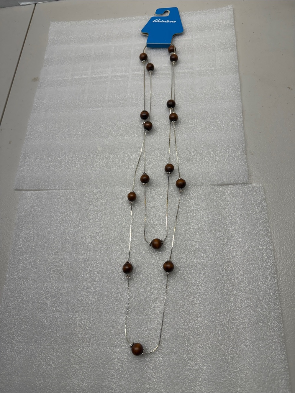 Rainbow Brown Bead Double-Layer Necklace